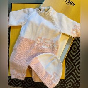 Fendi Newborn Romper and Hat